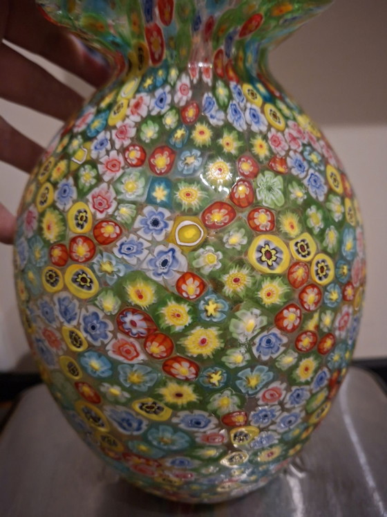 Beautiful authentic antique Murano Millefiori Vase, large, pristine., Murano Glass, Blue (photo 4 of 5)