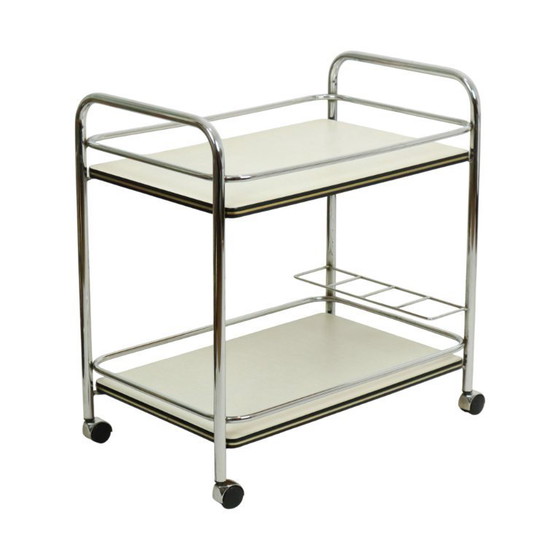 Image 1 of Vintage Drink Trolley Serving Cart Chrome Sixties