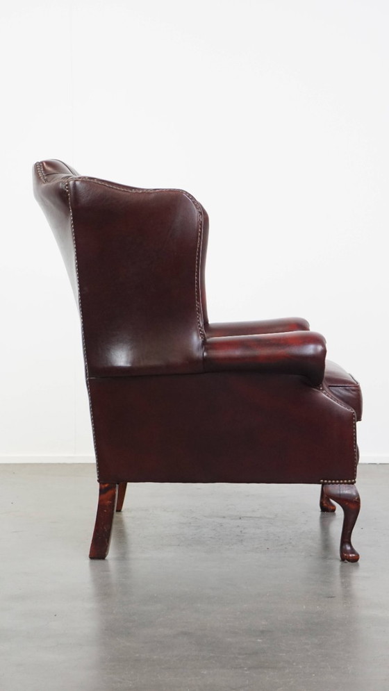 Image 1 of Sedia chesterfield inglese in pelle di manzo con ampia seduta