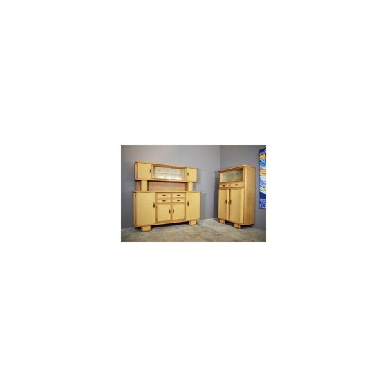 Image 1 of Pair of vintage Honeycomb beechwood sideboards, 1950s