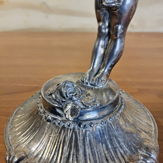 Image 1 of Antique silver-plated vase / bougeoir / candlestick cherub / angel