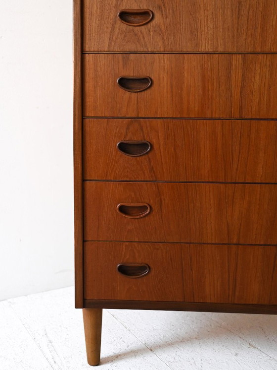 Image 1 of Cómoda escandinava de teca Tallboy de los años 50