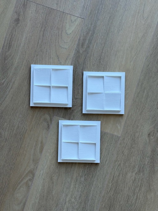 Triptyque de reliefs blancs dans le style Zero - Atelier Nul (Directement de l'artiste)