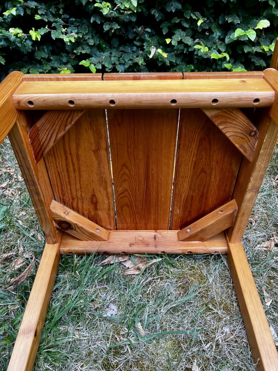 Image 1 of 2x Brutalistische Grenenhouten Eetkamerstoelen – Furusnickarn AB, Zweden 70s