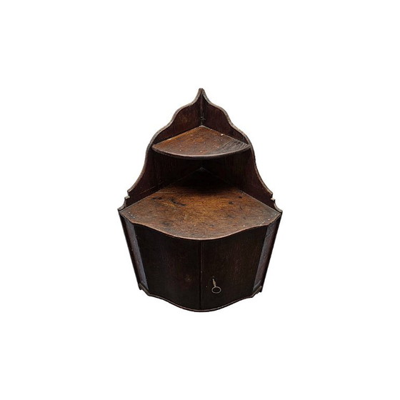 Antique French Oak Corner Wall Cabinet, circa 1800, Wood, Brown (photo 2 of 7)