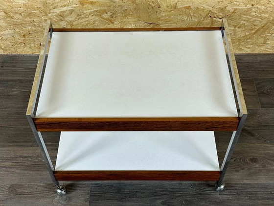 Image 1 of 60s 70s serving trolley dinette in teak & chrome Danish Modern Design