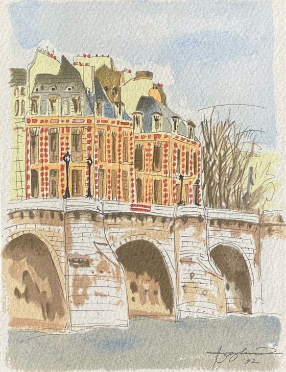 Image 1 of Katsuhiro NAGASHIMA Parigi - Litografia Le Pont-Neuf 1992