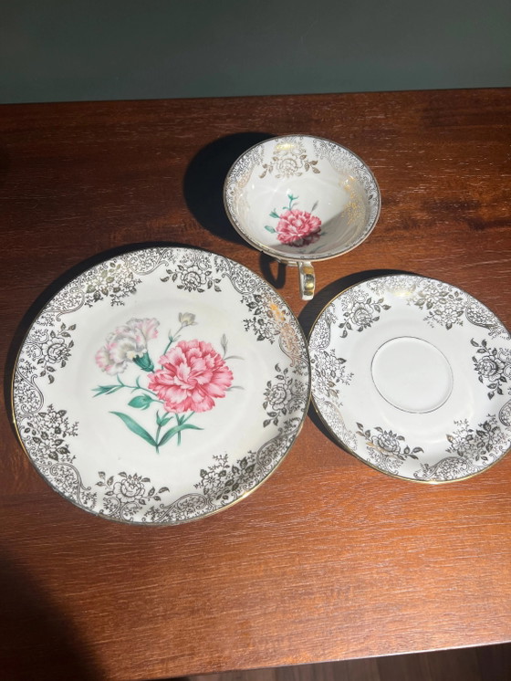 Set da Collezione Vintage Eschenbach, Bordo Dorato Floreale & Garofani, c. 1970, Ottime Condizioni – Stoviglie (photo 4 of 5)