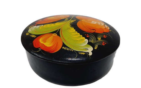 Image 1 of Boîte ronde en bois Hohloma