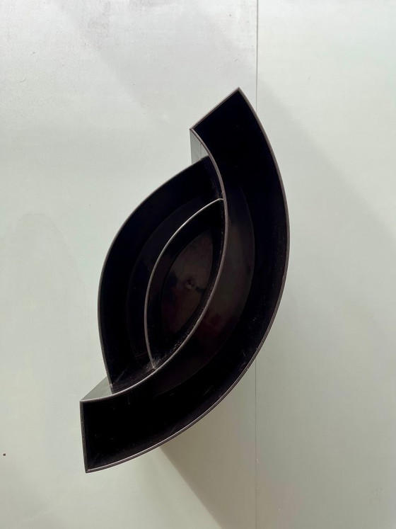 Image 1 of Wave magazine rack, newspaper rack, postmodern vintage, Italy, black, 90s