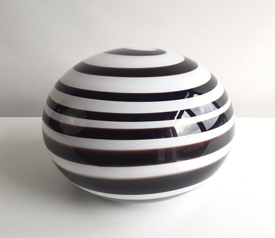 Image 1 of Large ILU di Vetro glass table lamp / floor lamp, model Zebra black and white glass, Italian glass Dutch design
