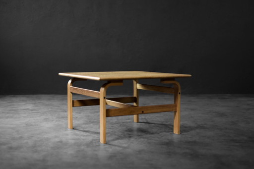 Vintage Mid-Century Scandinavian Modern Low Brown Oak Coffee Table by Karl-Erik Ekselius for JOC Vetlanda, 1960s