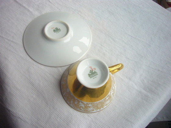 Image 1 of vintage mocha cup from Rosenthal ca. 1929 gold & red  