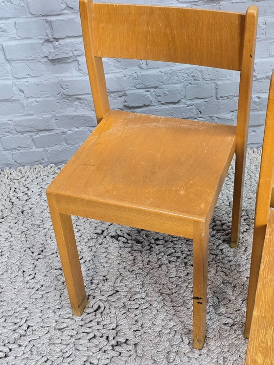 Image 1 of Sedie scolastiche impilabili in legno dal design vintage scandinavo per bambini, set da 4