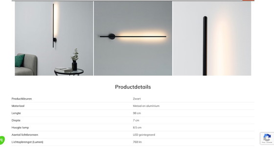 Image 1 of KOSILAMP-Lange zwarte Wandlamp met indirect LED Licht-Mandal