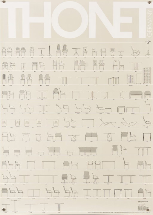 Thonet Furniture – 1989 – Original Vintage Advertising Poster – Bauhaus Bentwood Design – 83.7x59.5 cm