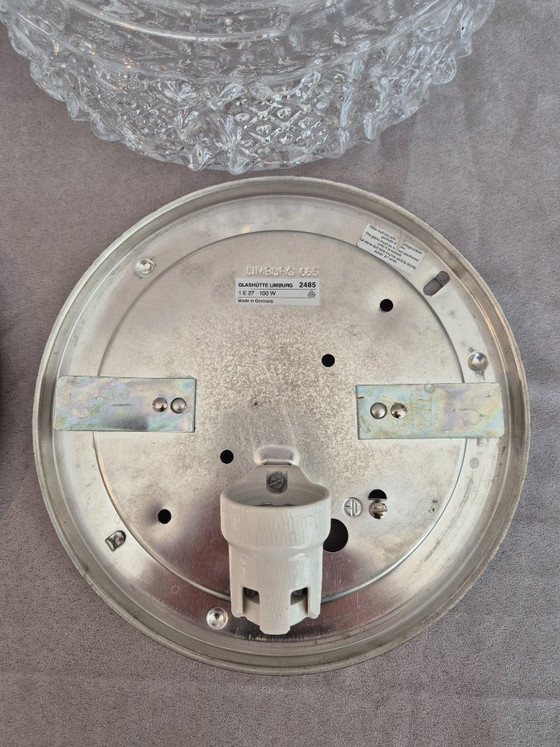 Image 1 of Paire d'appliques/plafonniers encastrés en verre texturé Glashütte Limburg 2485, Allemagne, années 1960-1970