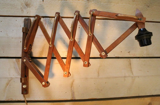 Image 1 of T.J.W. Zweers 60S Teak Scissor Lamp