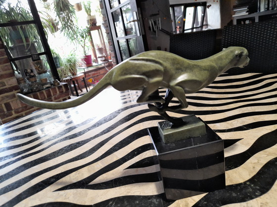 Image 1 of art deco cougar in bronze