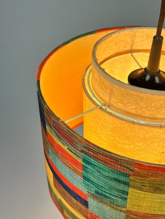 Image 1 of Vintage Hanglamp Met Gekleurde Kap, Duitsland 1970's