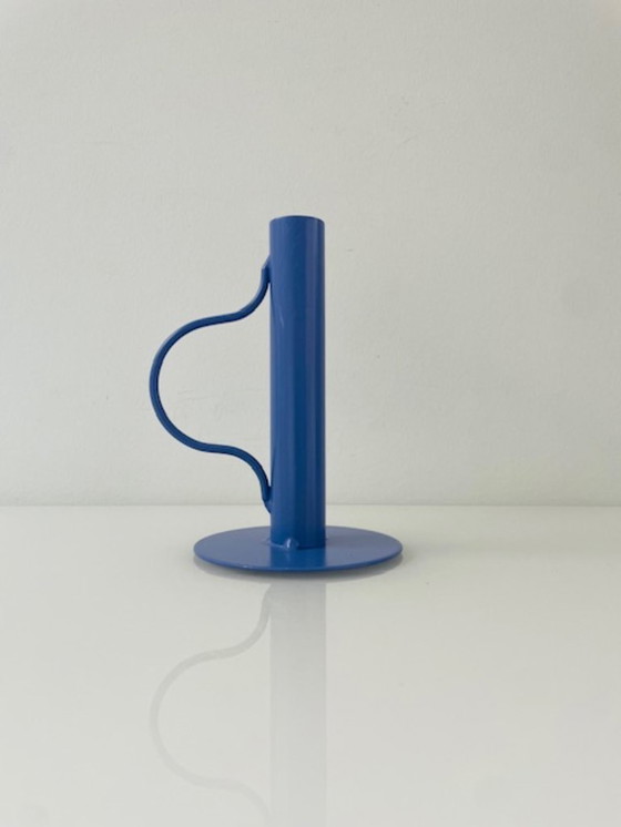 Image 1 of Modern lavender-colored metal candlestick