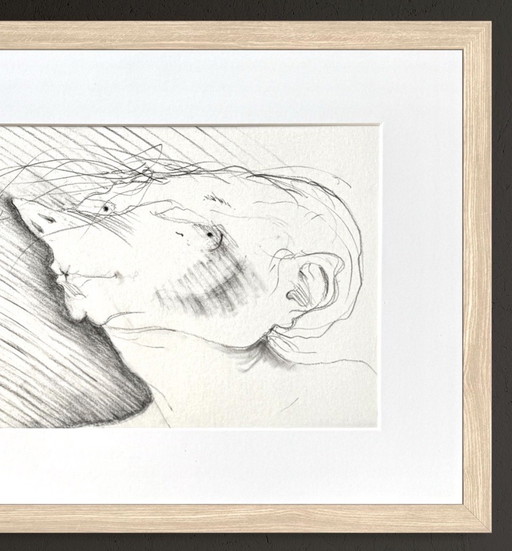 Robert Detheux - Magnifique portrait surréaliste - Vendu encadré 