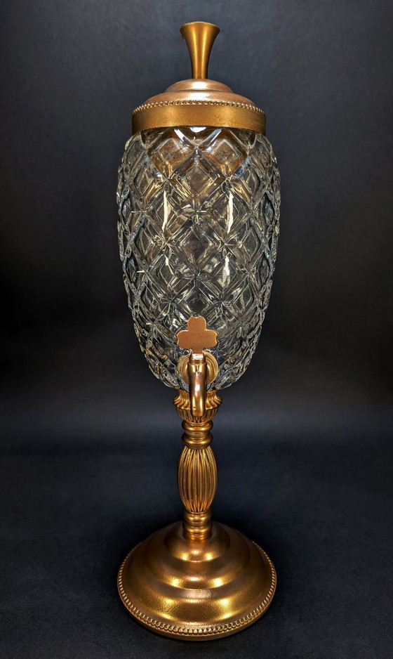 Vintage Absinthe Fountain, Cut Glass & Gold Metal, Belle Époque Style – Table accessories (photo 4 of 10)