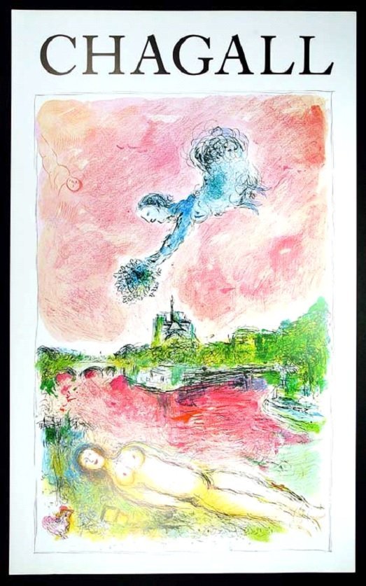 Image 1 of "Vue Sur Notre Dame" Lithograph by Marc Chagall 1981