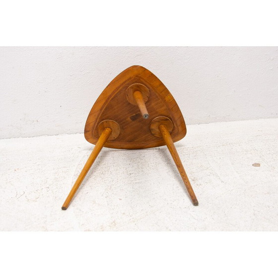 Image 1 of Vintage tripod stool in beechwood, Czechoslovakia 1960s