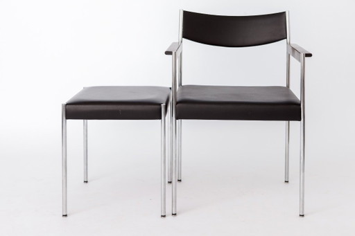 Poltrona e sgabello di Edlef Bandixen per Kusch + Co | Set lounge Bauhaus | Germania, anni '70 – eetkamerstoelen, Metal