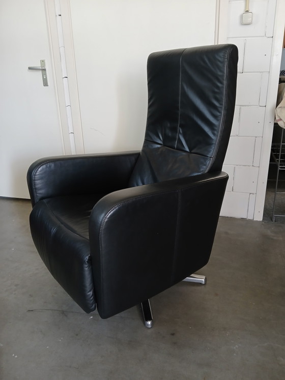 Image 1 of fauteuil inclinable confortable en cuir noir