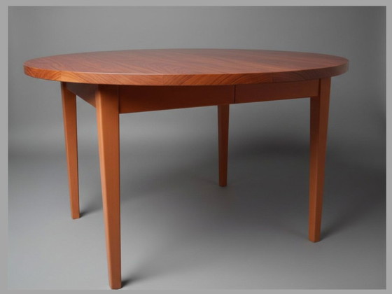 Image 1 of Round Scandinavian Teak Dining Table – Mid-Century 1960s