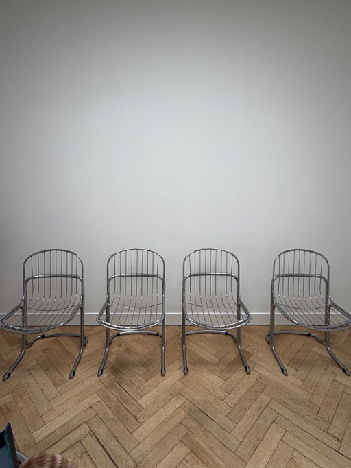 Sillas de estilo vintage “Gaston’s Rinaldi” – eetkamerstoelen, Chrome