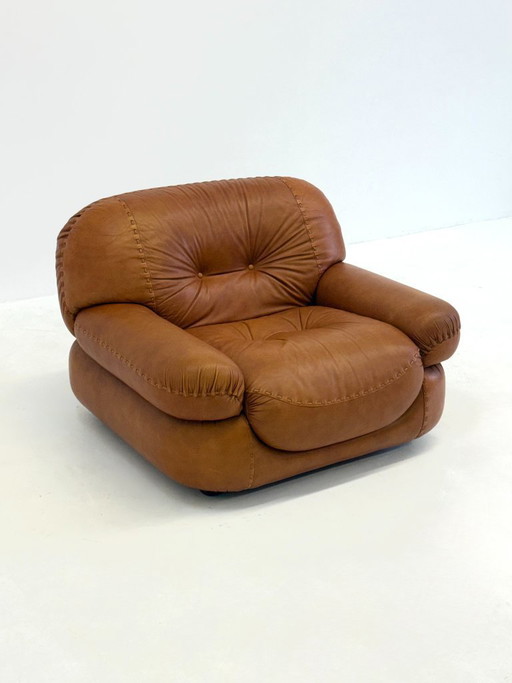 Cognacbruin leren Sapporo fauteuil voor Mobil Girgi