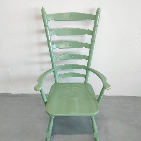 Image 1 of Sedia a scaletta vintage anni '50/'60 da camino (verniciata di verde)