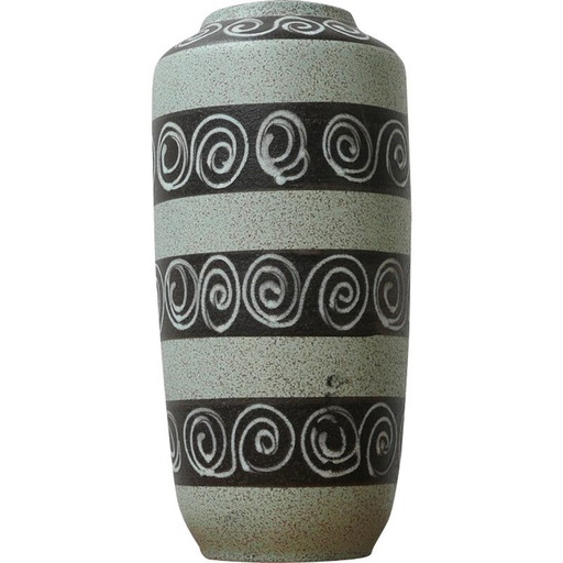 Vase vintage en céramique verte, Allemagne de l'Ouest 1970