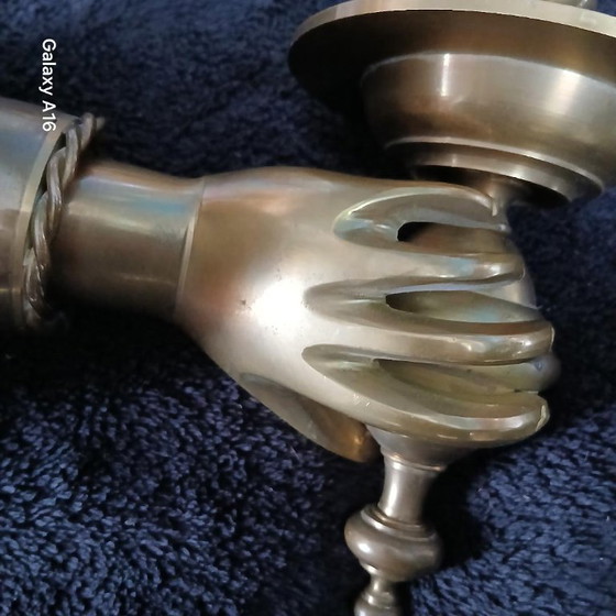 Image 1 of Espléndidos apliques de pared grandes con manecillas de bronce macizo