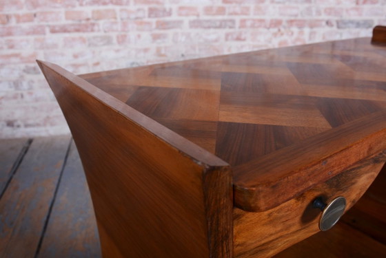 Restored Art Deco Side Table, Walnut, Revived Polish, France, 1920s – Metal, Wood (photo 4 of 15)