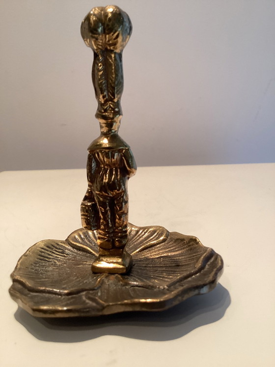 Rare vintage brass Jenny Jones candle holder - Welsh Lady/Folklore. (photo 5 of 7)