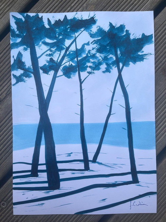 Image 1 of Inkt op wit papier. Formaat 40x30cm.