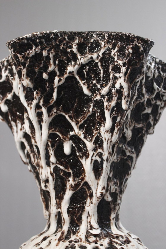 Image 1 of Marius Giuge a Vallauris - Vaso brutalista in ceramica smaltata con lava, anni '50