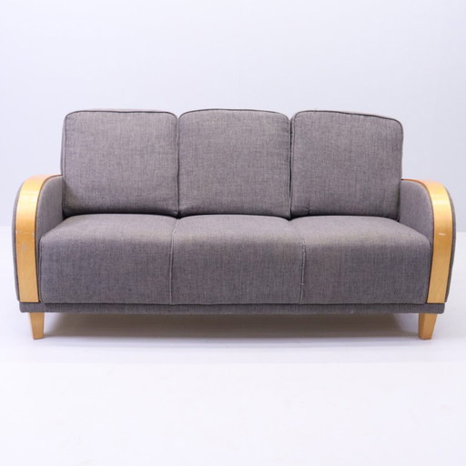 Canapé vintage Scandinave 3 places Art Déco en tissu gris – moitié du XXe siècle