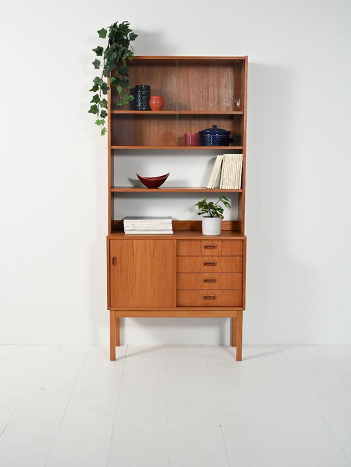 Libreria scandinava in teak con espositore