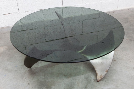 Table basse Propeller K9 design Knut Hesterberg 1960 verre fumé 80cm