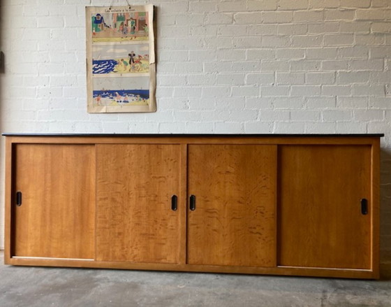 Image 1 of Vintage school cupboard sliding door cupboard dresser XL