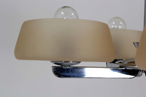 Image 1 of Lámpara de araña Art Déco cromada de ESC Zukov, Checoslovaquia, década de 1930