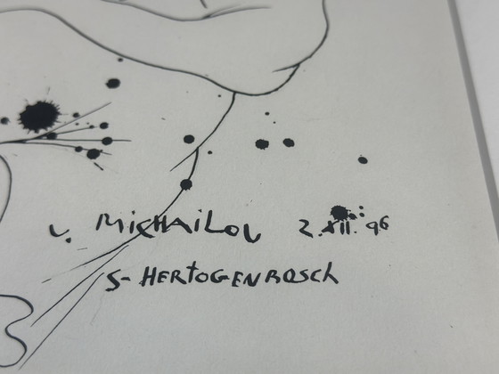 Image 1 of Prachtige ingelijste pentekening van de bekende Russische kunstenaar Vyacheslav Mikhailov