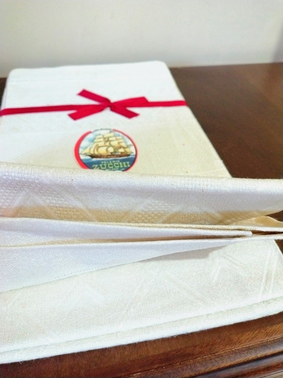 Image 1 of Zucchi Telerie Milano - Set 3 Asciugamani Lino Puro anni 60 - Bollino n.047348 - Deadstock NUOVI