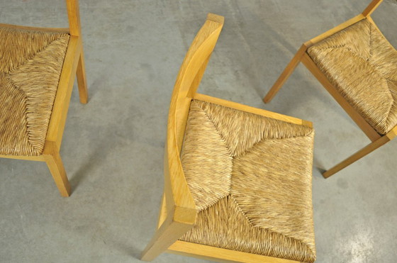 Image 1 of Vintage oak dining chairs with wicker seats, DUTCH DESIGN by Gerard Geytenbeek, 1960s