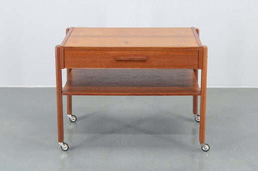 1960S Danish Teak Sewing Cart Or Side Table